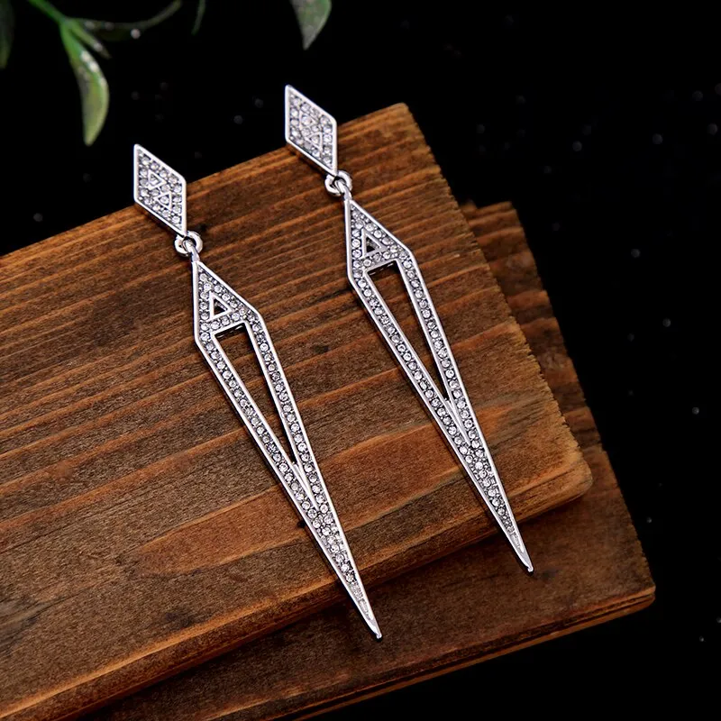 Geometric Spike Crystal Drop Dangle Earring