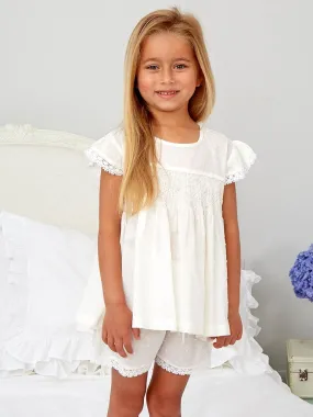 Girls Ivory Smock Short Set