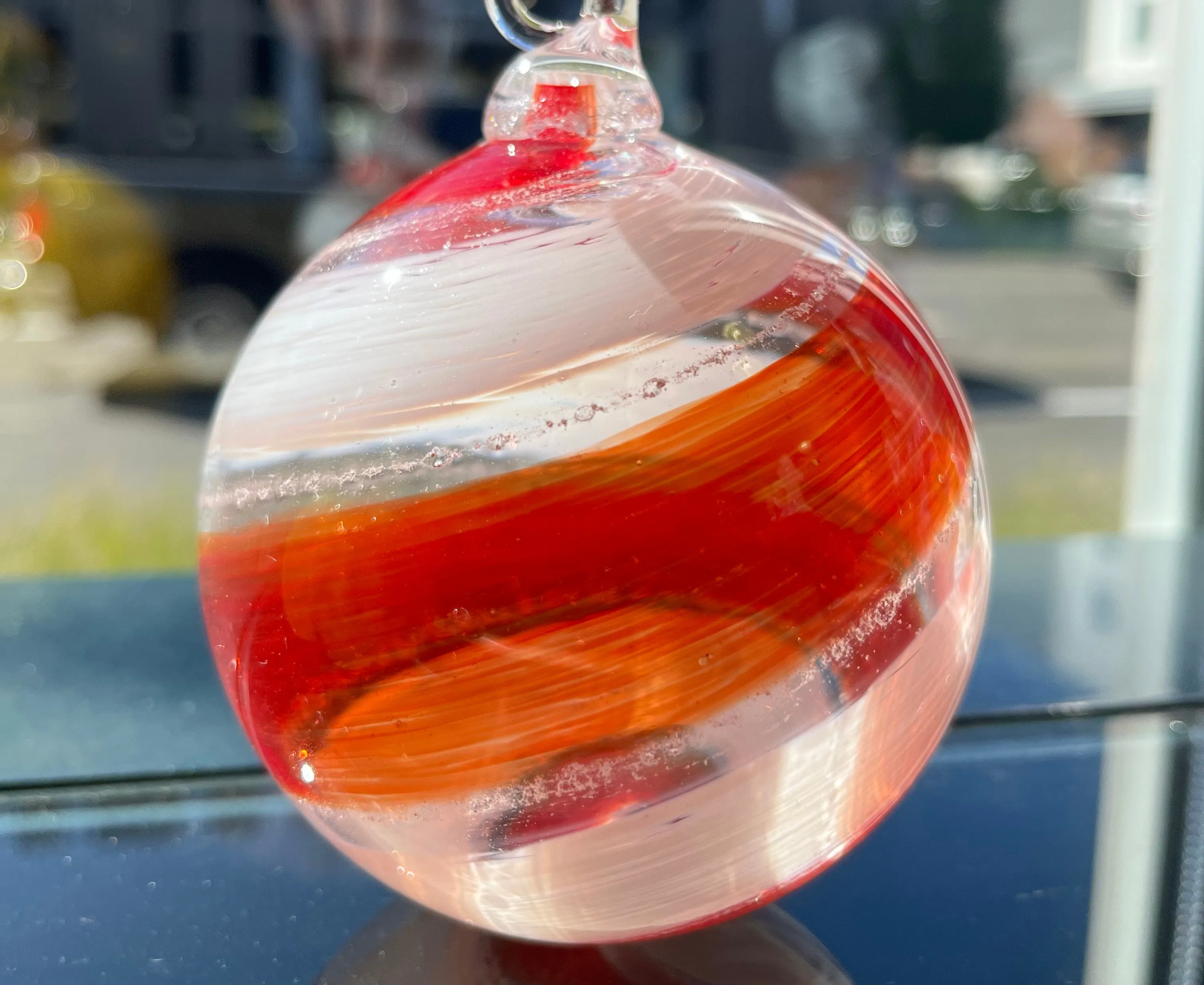 Glass Memorial Christmas Ornament with Cremation Ashes