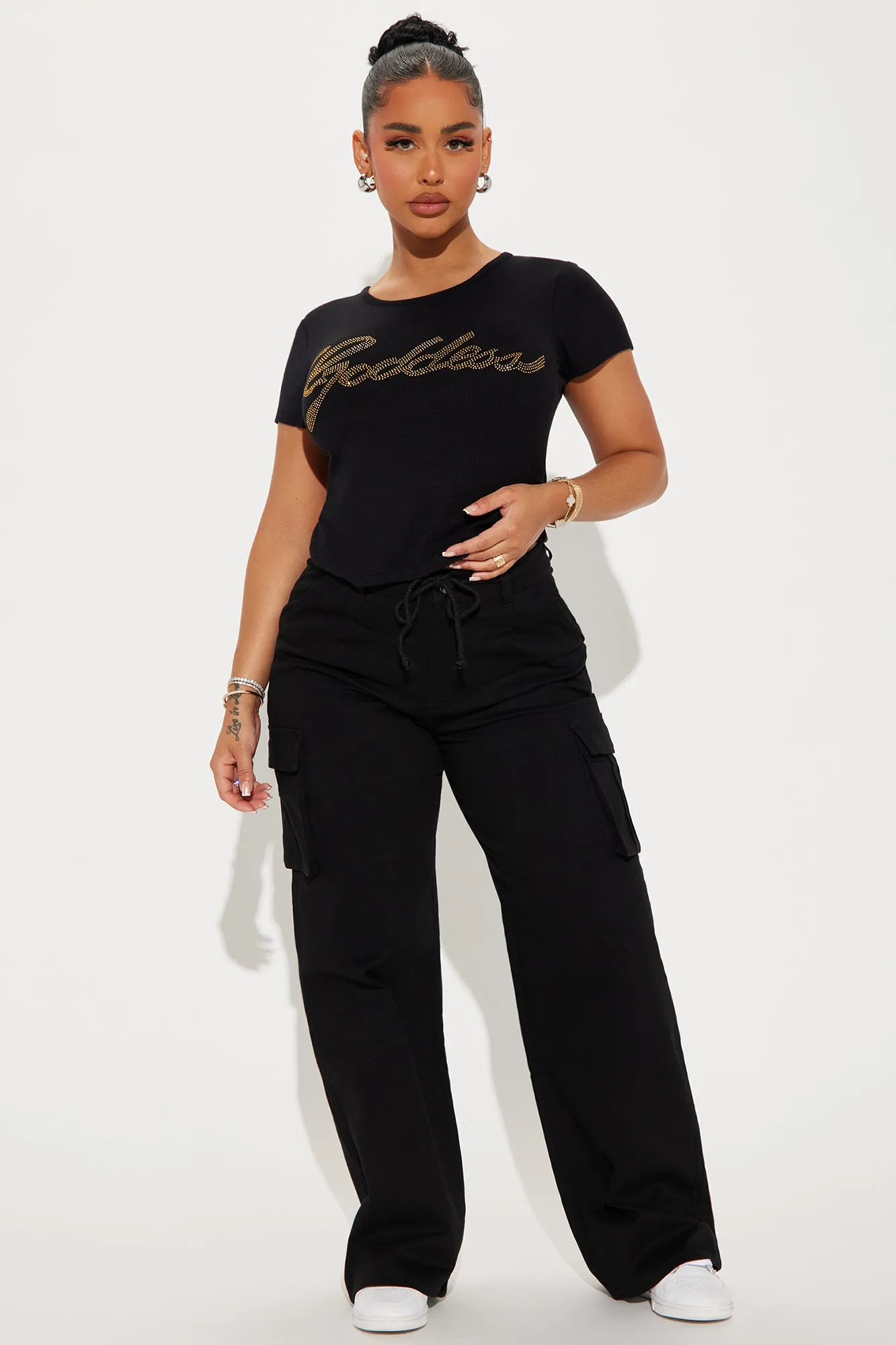 Goddess Rhinestone Tee - Black