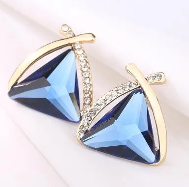 Golden Triangle Shape Crystal Style Stud - 3 Colors