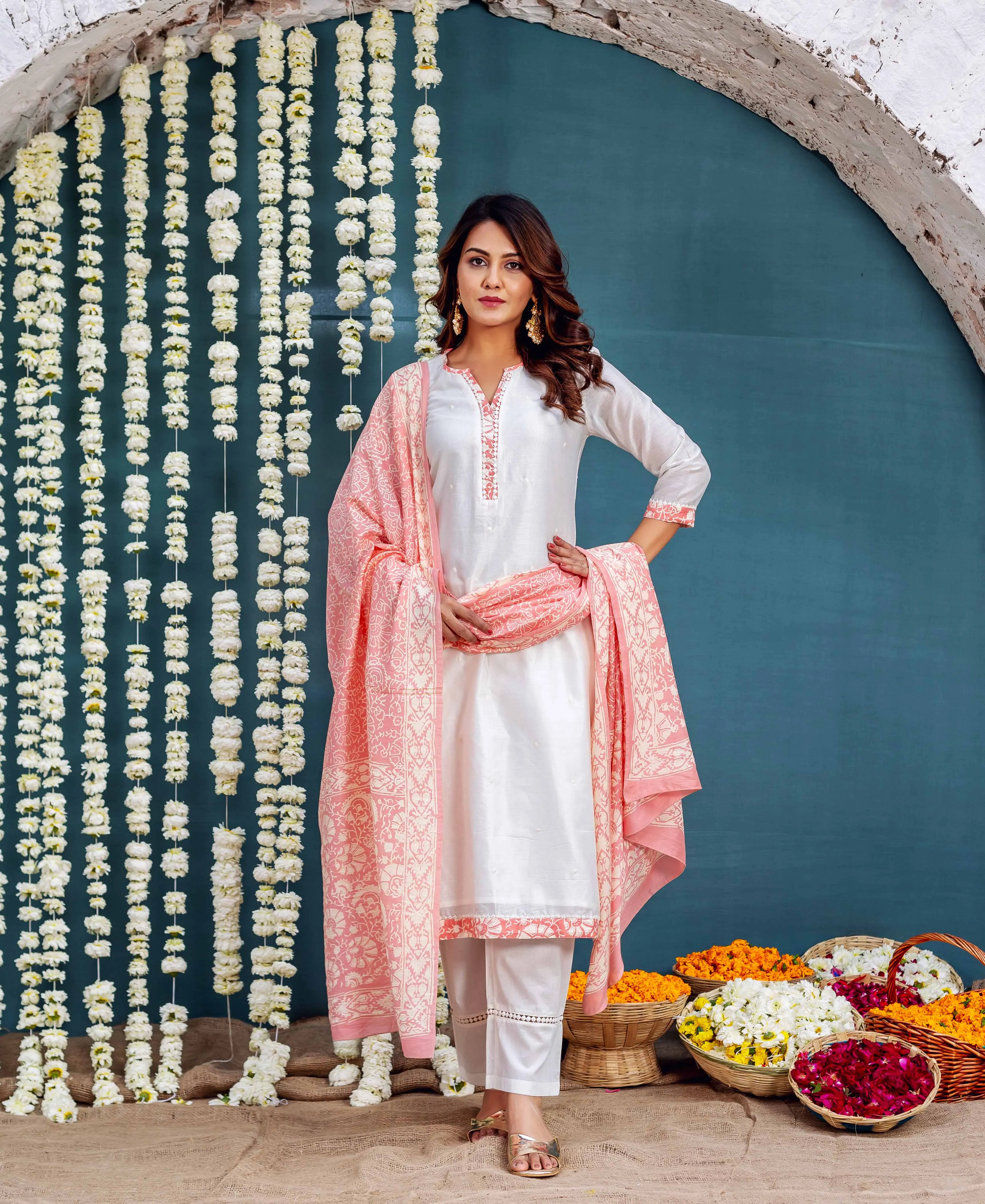 Graceful Blossom Chanderi Kurta