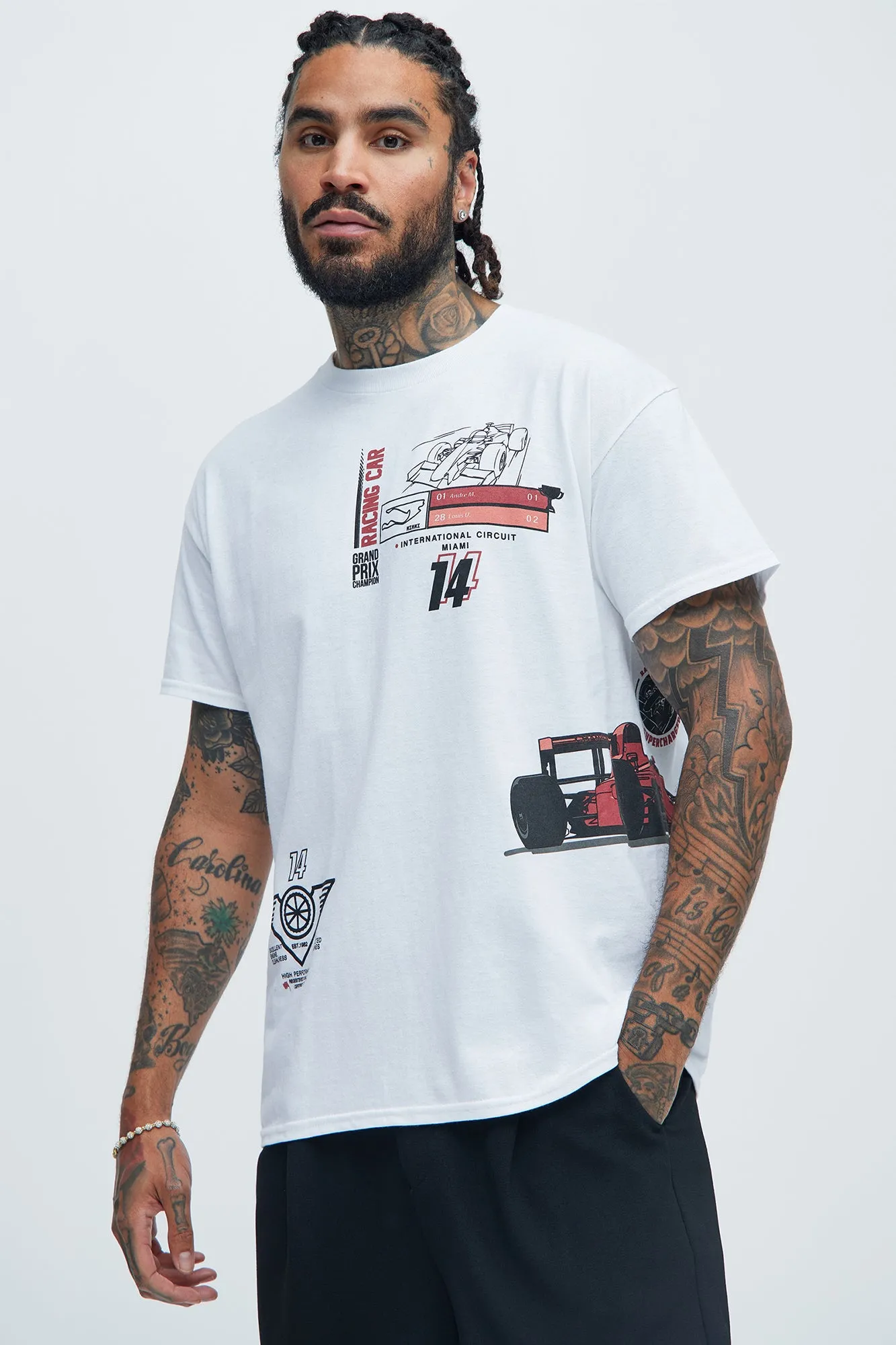 Grand Prix Racing Car Short Sleeve Tee - White