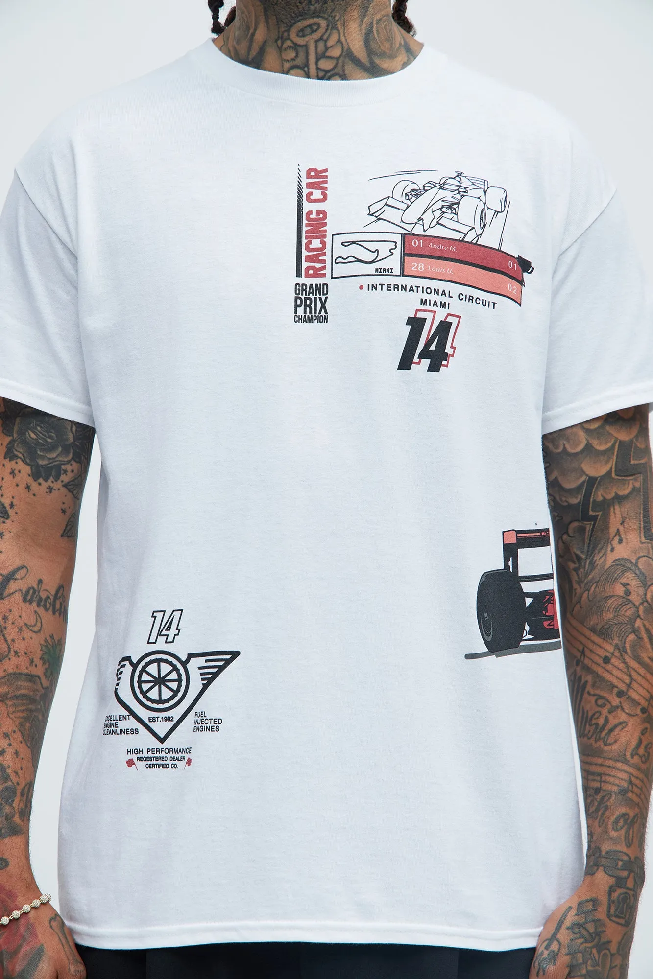 Grand Prix Racing Car Short Sleeve Tee - White