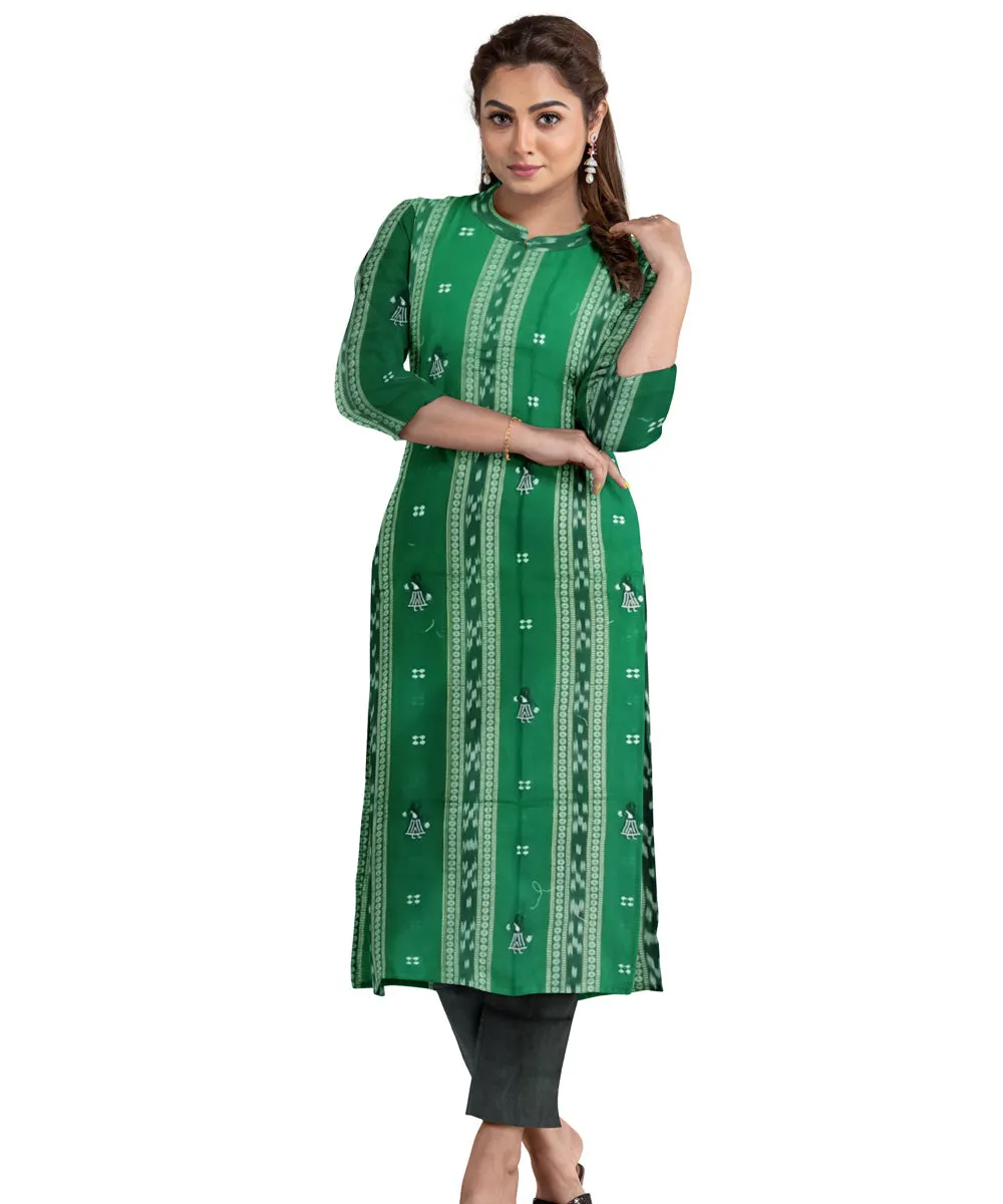 Green black handwoven cotton nuapatna dress material