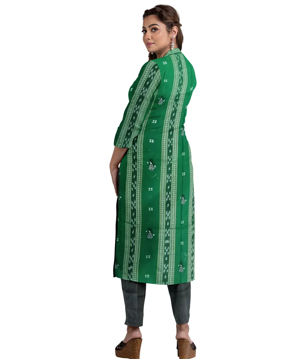 Green black handwoven cotton nuapatna dress material