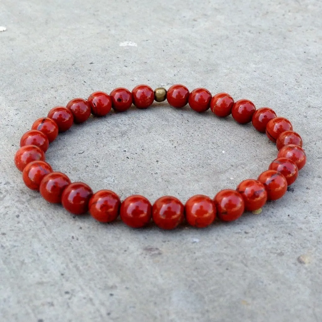 Grounding, First Chakra, Genuine Red Jasper Gemstone Mala Bracelet