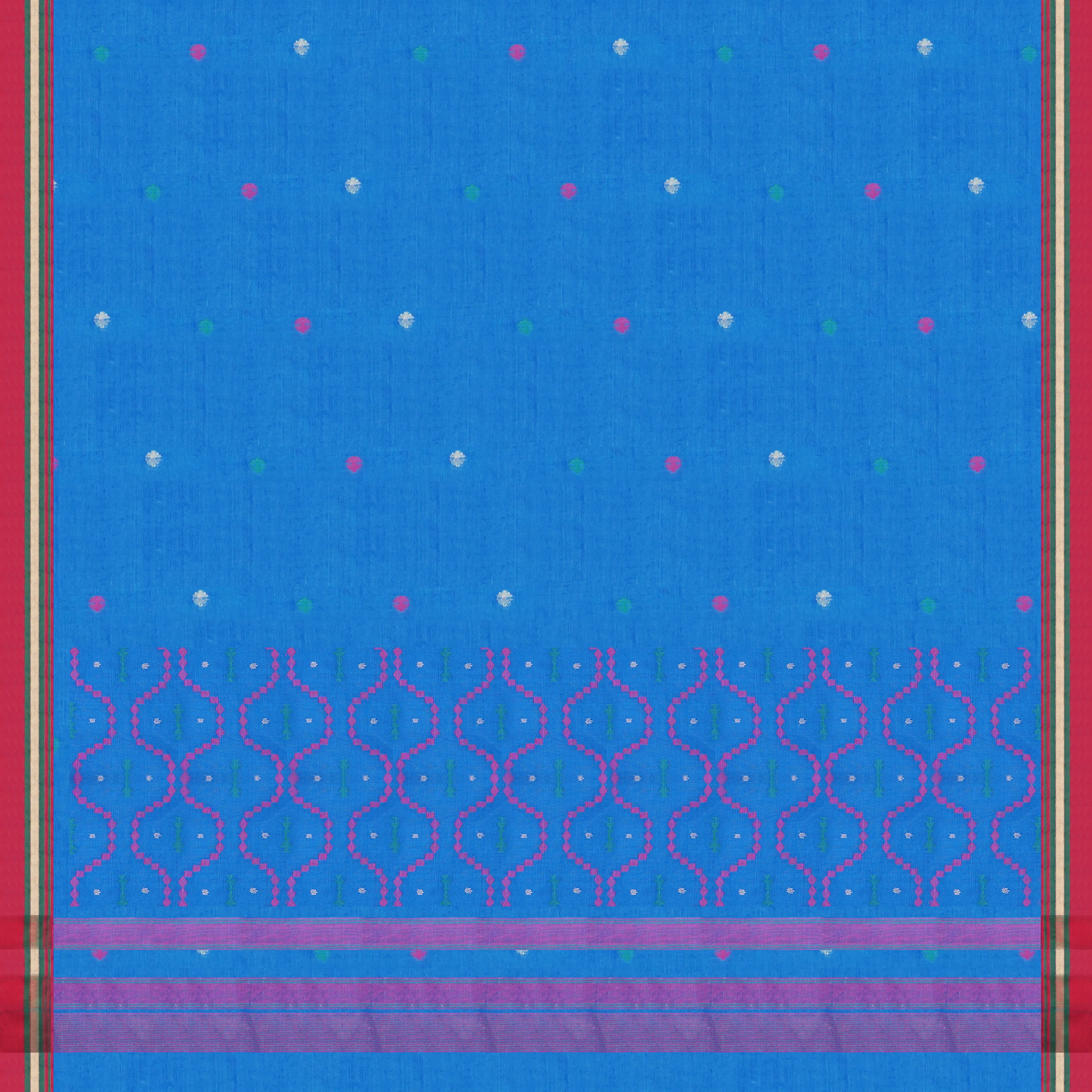 Handwoven Blue Bengal Cotton Saree - 1828T008524DSC