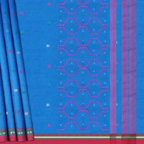 Handwoven Blue Bengal Cotton Saree - 1828T008524DSC