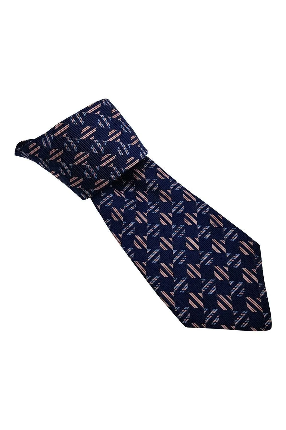 HAWES AND CURTIS 100% Silk Classic Length Blue and Pink Tie (59)