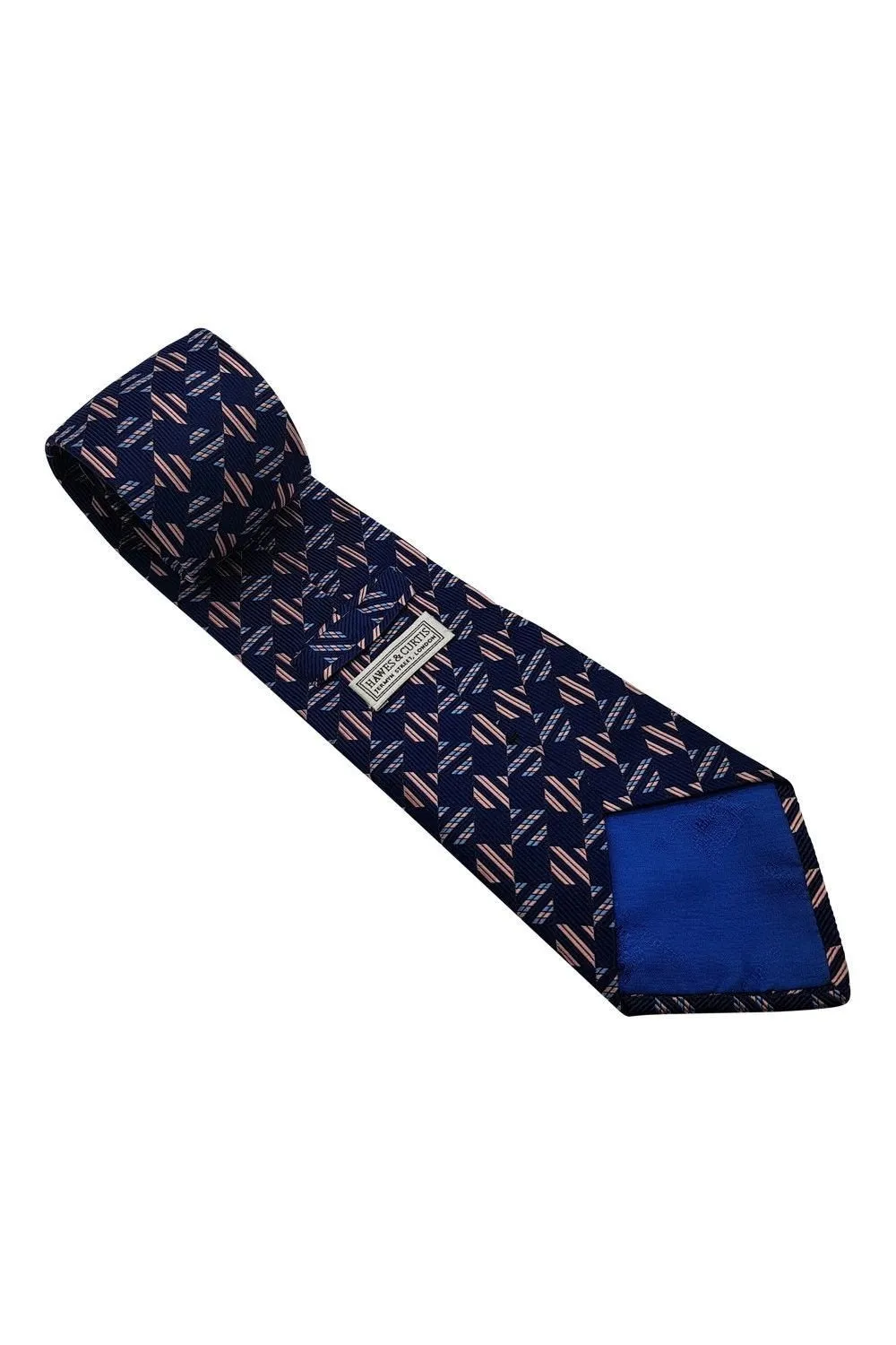 HAWES AND CURTIS 100% Silk Classic Length Blue and Pink Tie (59)