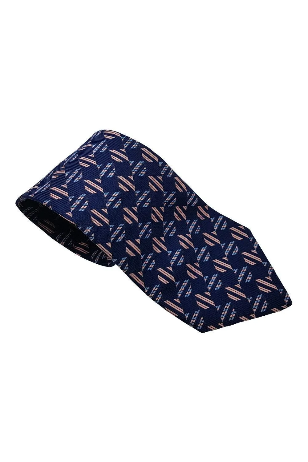 HAWES AND CURTIS 100% Silk Classic Length Blue and Pink Tie (59)