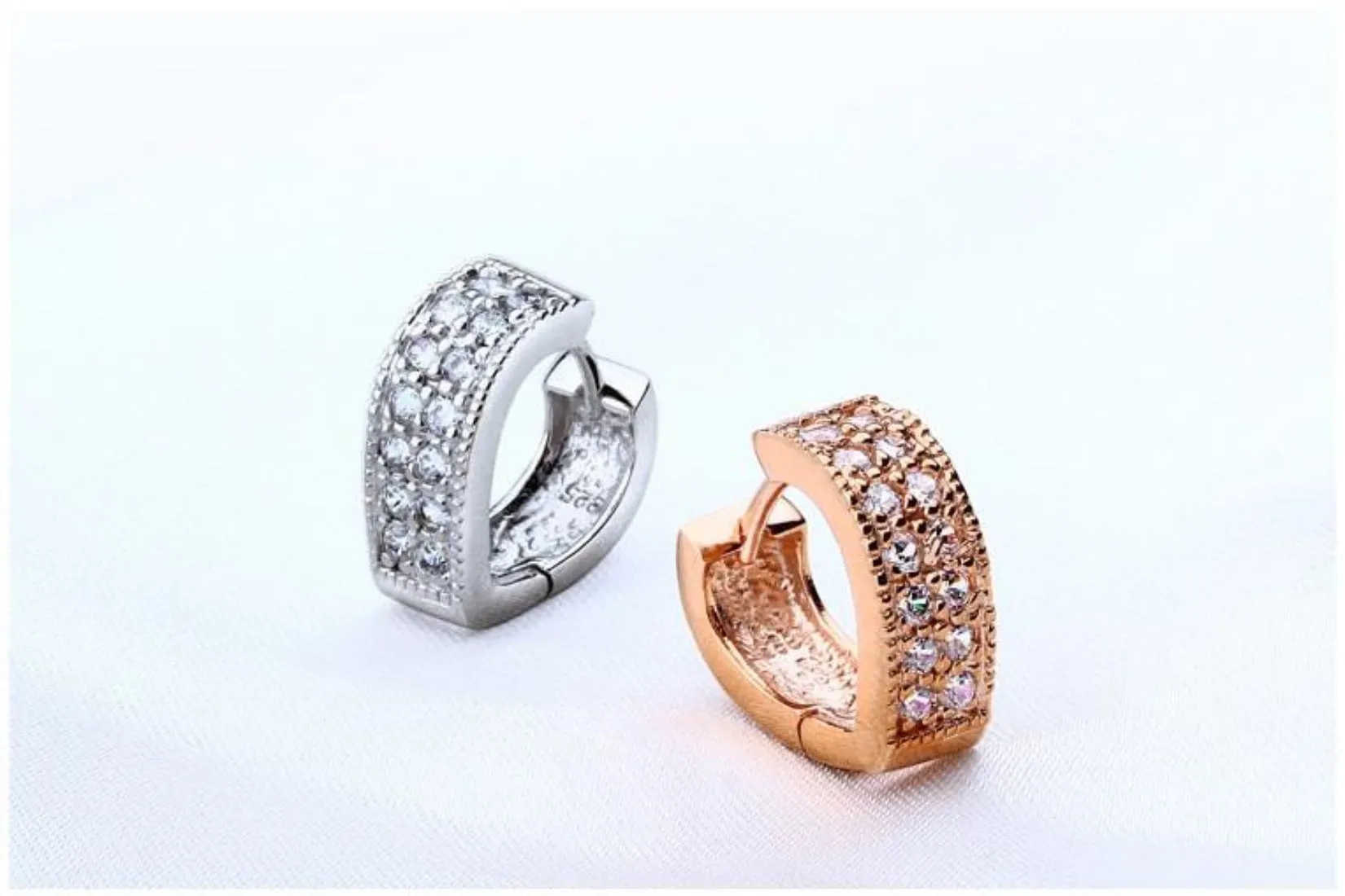 Heart Shape AAA Crystal Huggie Hoop Earrings - 3 Colors