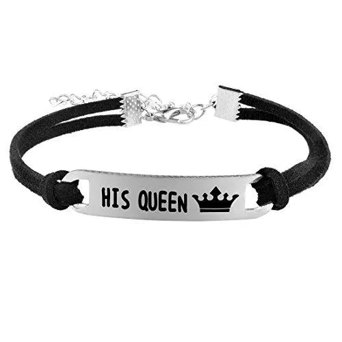 His Queen Her King His and Hers Couples Bracelet Set