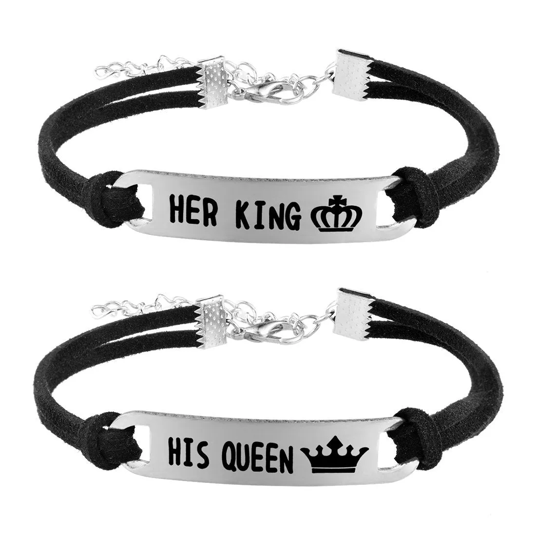 His Queen Her King His and Hers Couples Bracelet Set