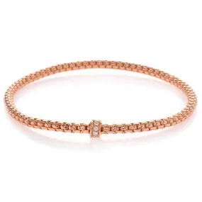 Hulchi Belluni Bracelet Single Pave Diamond Barrel Bead Rose Gold Small