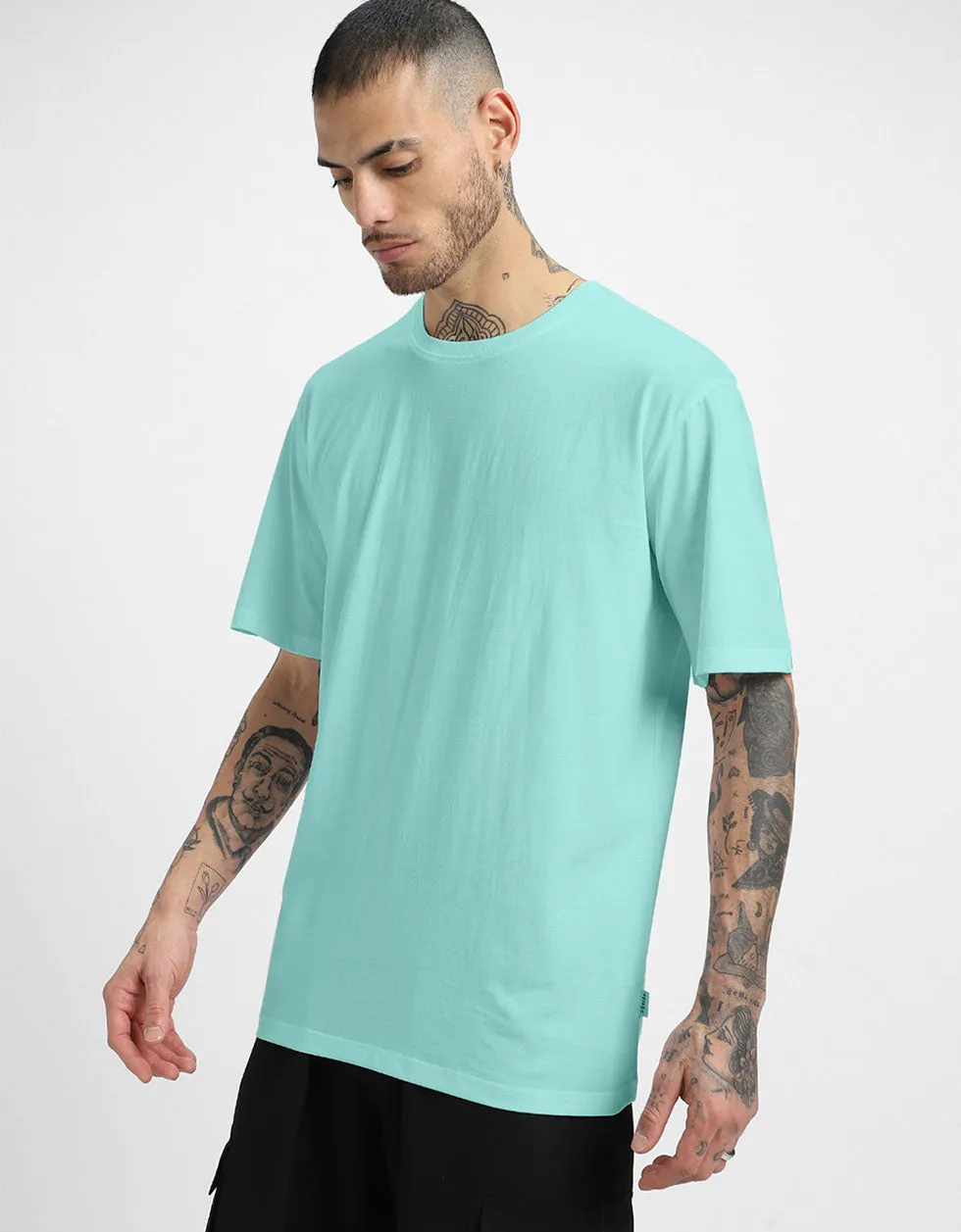 Ice Blue Oversized Solid tshirt