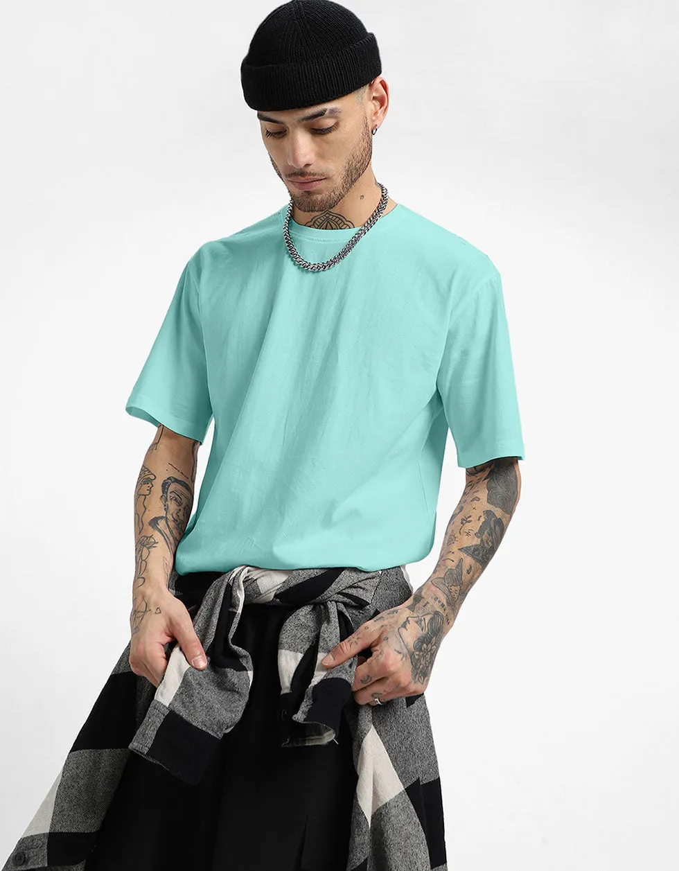 Ice Blue Oversized Solid tshirt