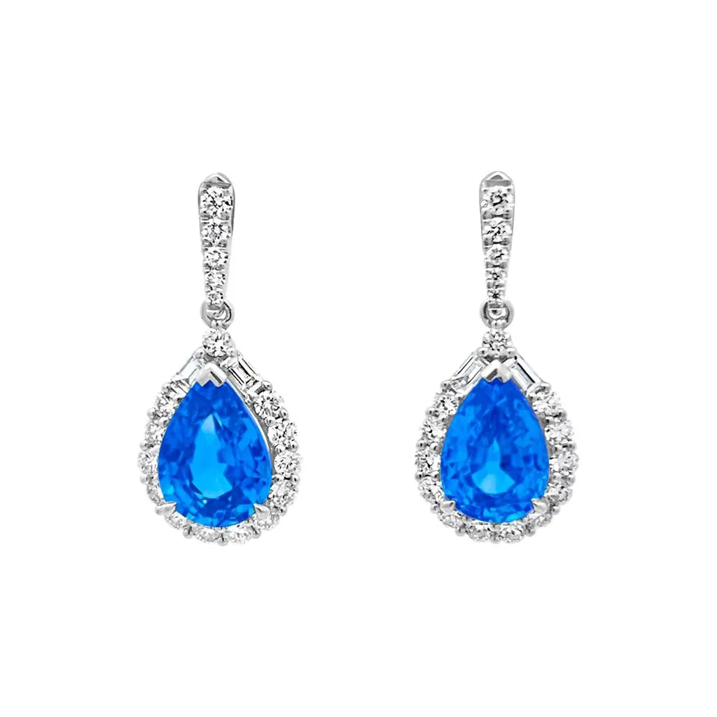 Irisa by Martin Binder Pear Blue Zircon & Diamond Dangle Earrings