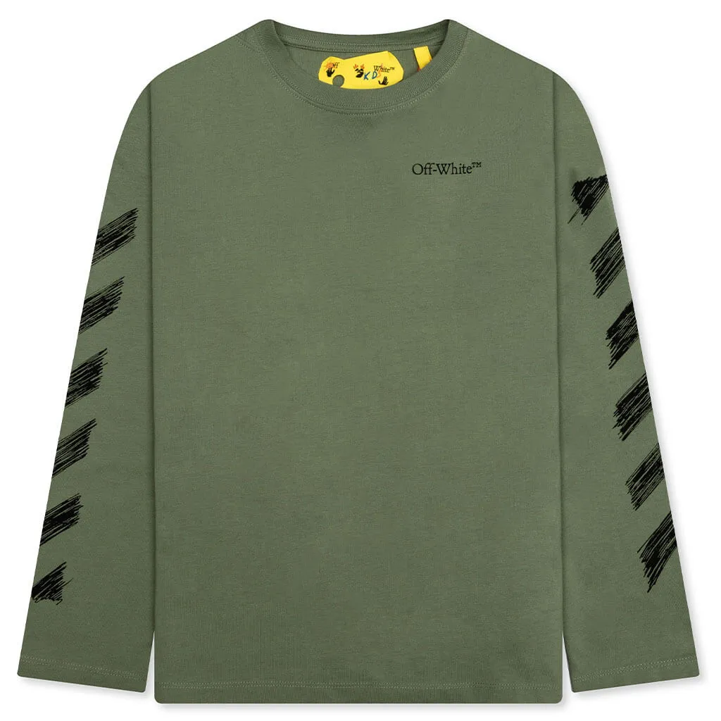 Kids Scribble L/S Tee - Olive/Black