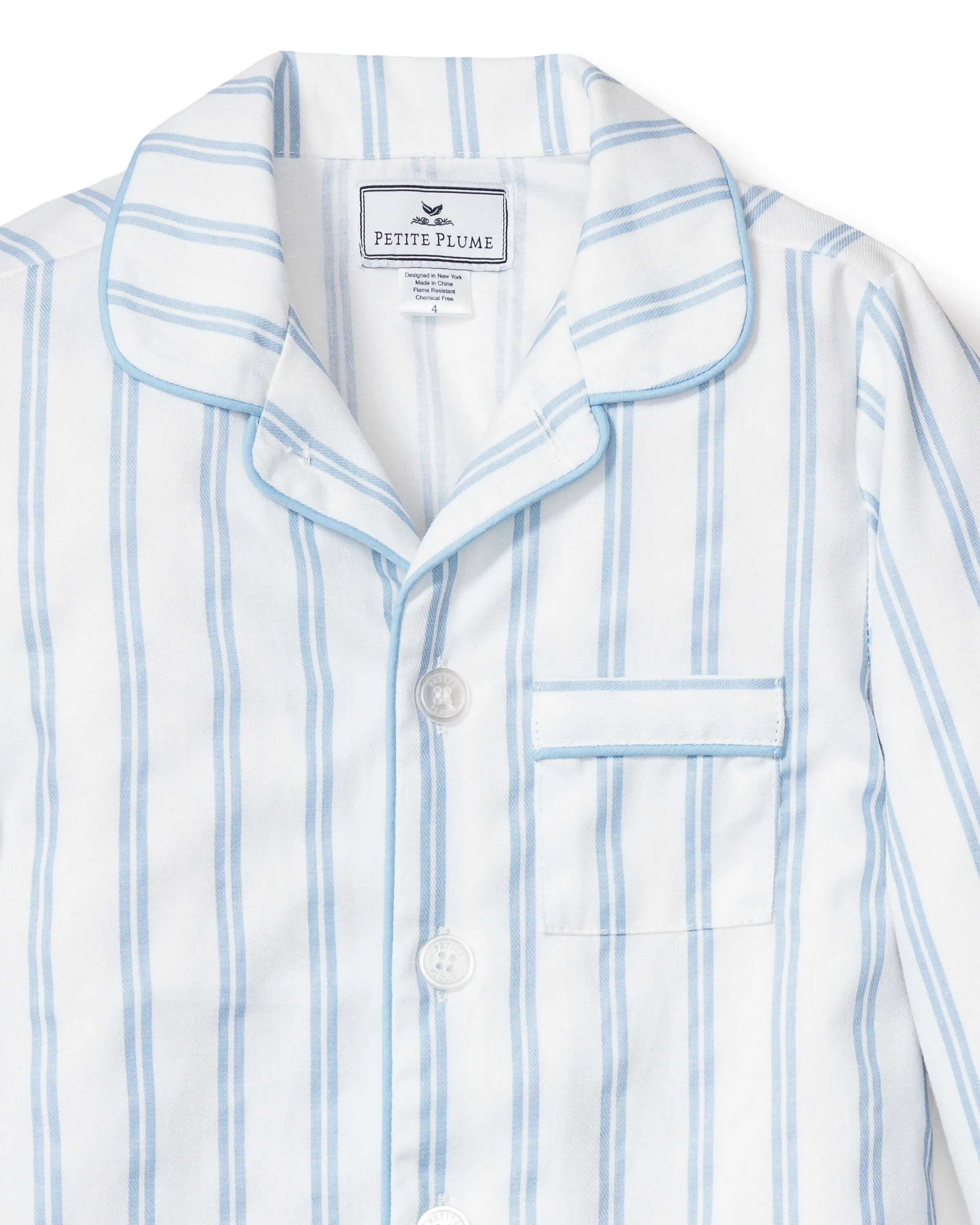 Kid's Twill Pajama Set | Periwinkle Stripe