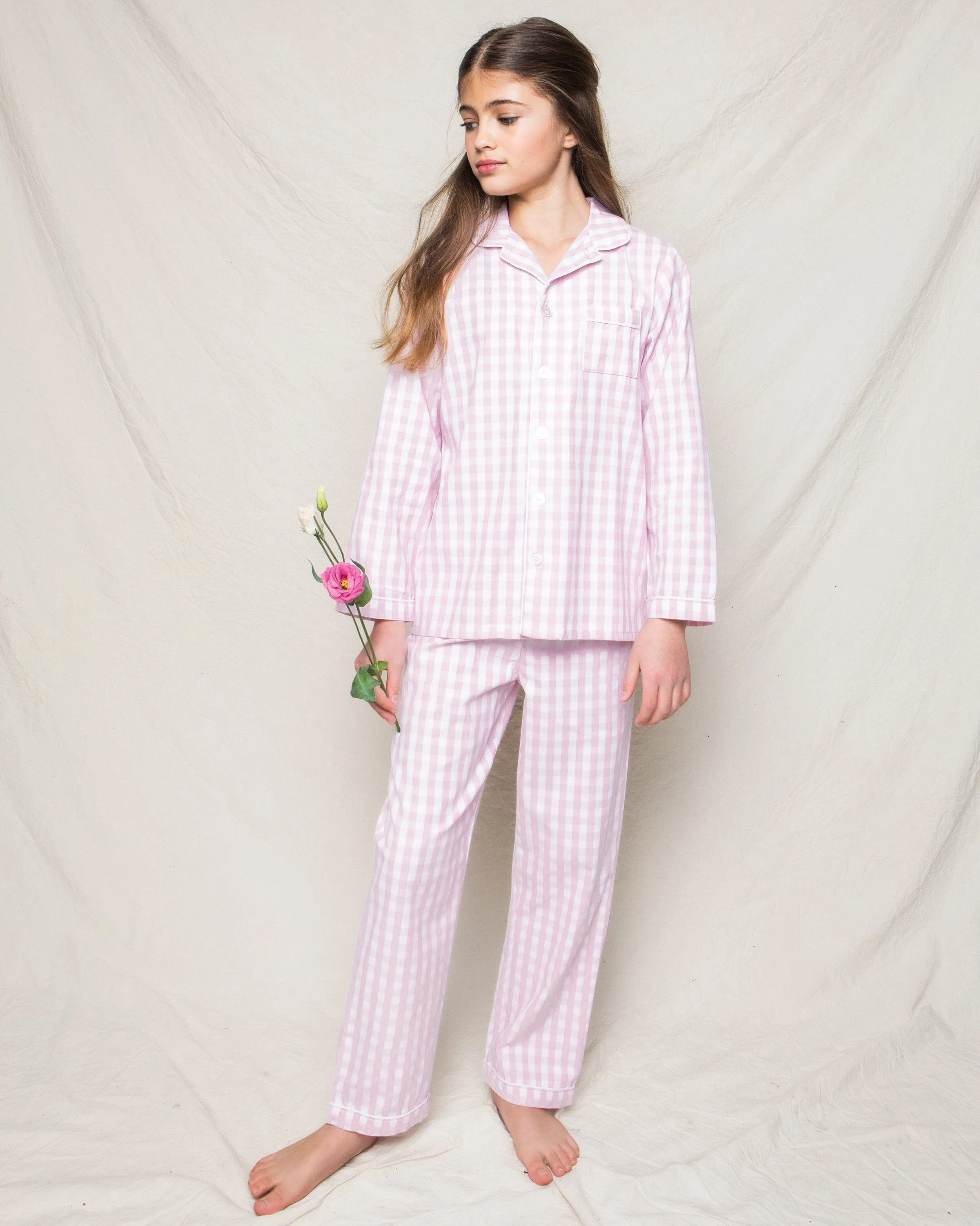 Kid's Twill Pajama Set | Pink Gingham