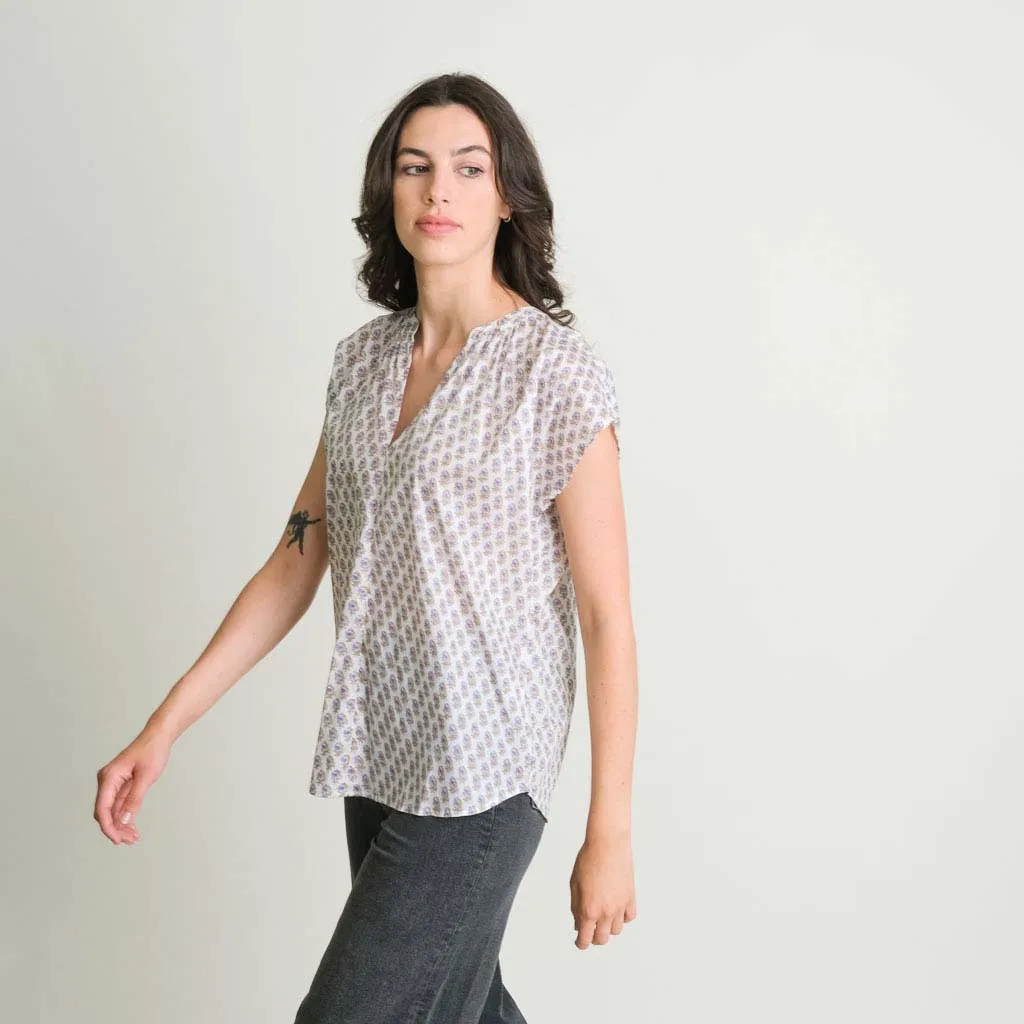 Kyra Cotton Relaxed Blouse | Lilac Flower