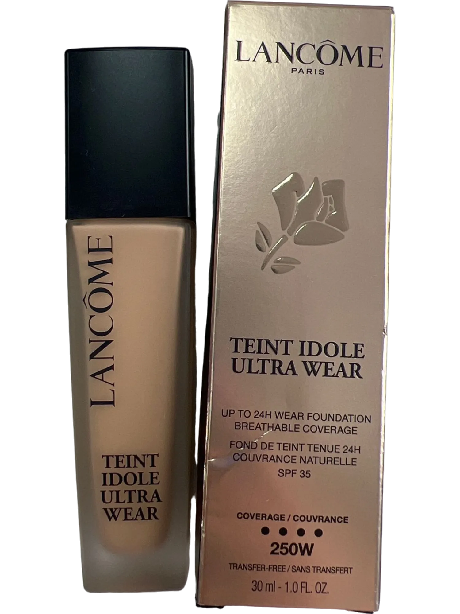 Lancôme Beige Long-lasting Foundation with SPF 35, 24h Wear, Shade 250 W