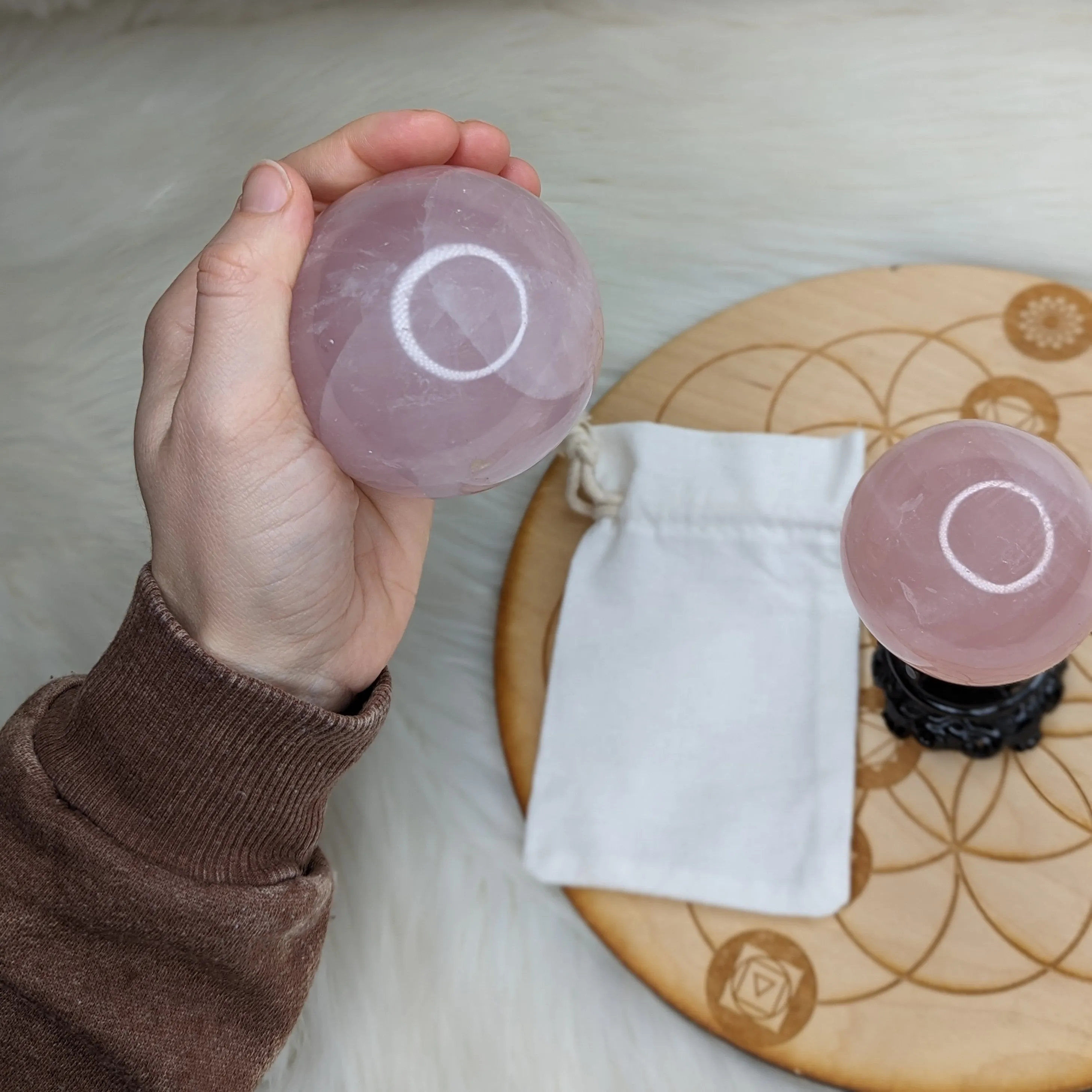 Large Rose Quartz Sphere~ Pink Loving Energy~