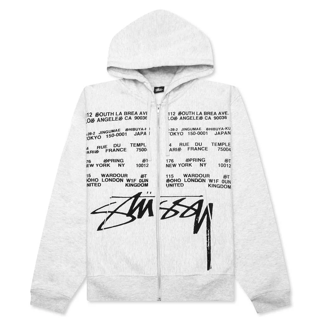 Locations Zip Hoodie - Ash Heather