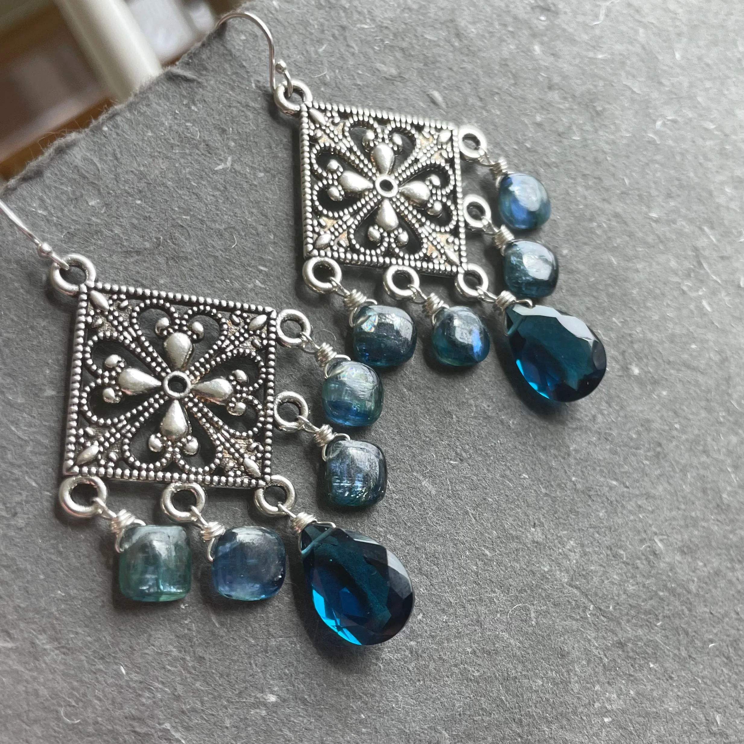 London Blue Mystic Kyanite Chandelier Earrings