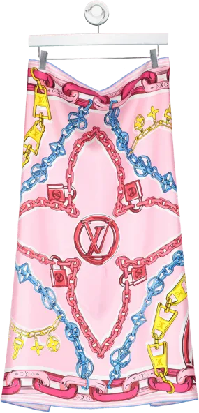 Louis Vuitton Pink / Multi Bejewelled Square 90x90cm Silk Scarf