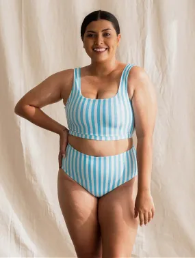 Lucky ECONYL Bikini Bottom | Powder Blue Stripe