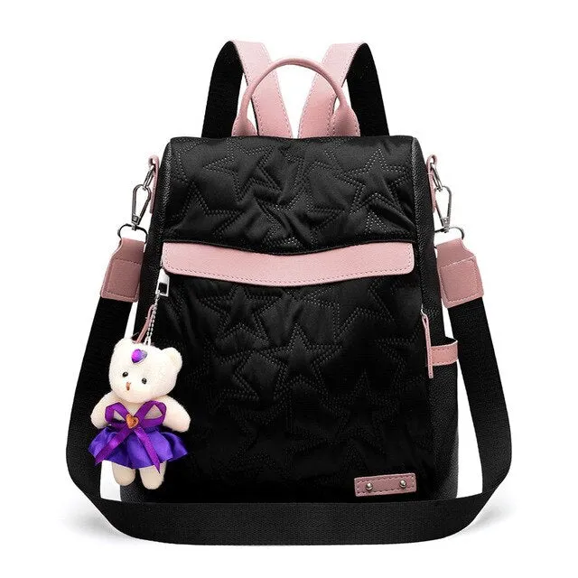 Luxury Cute Bear Keychain Oxford Travel Bag and Backpack