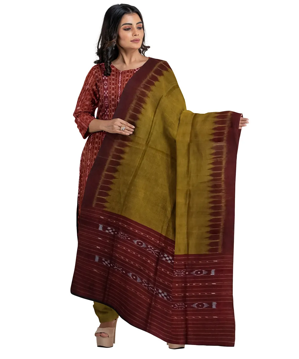 Maroon handwoven cotton nuapatna dress material