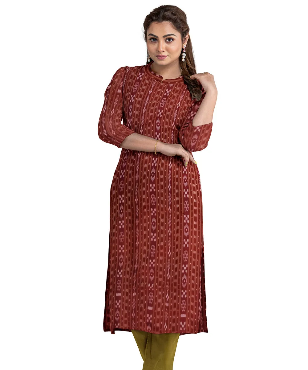 Maroon handwoven cotton nuapatna dress material