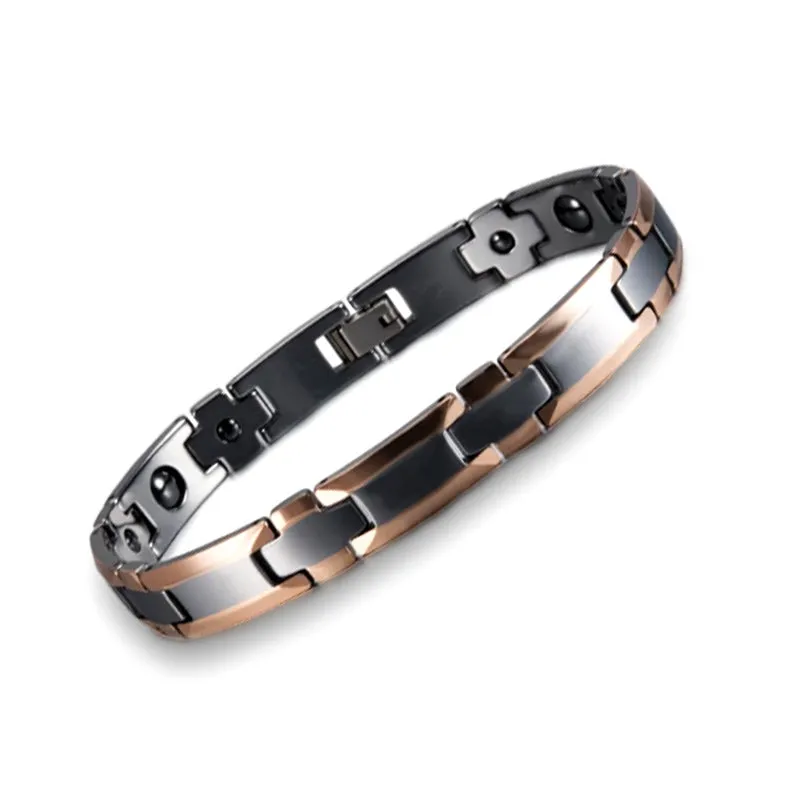 Men Tungsten Black Rose Gold Hematite Magnetic Bracelet