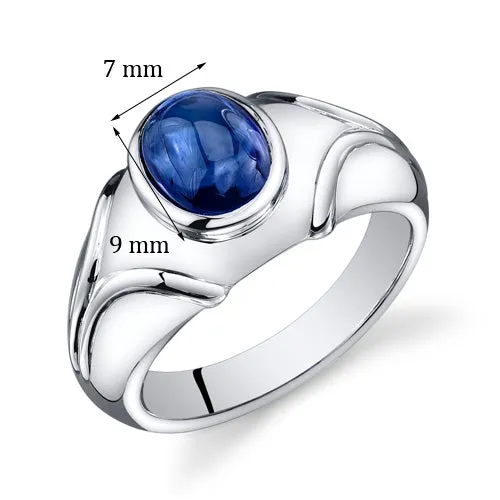 Mens 3.5 cts Sapphire Sterling Silver Ring Size 11