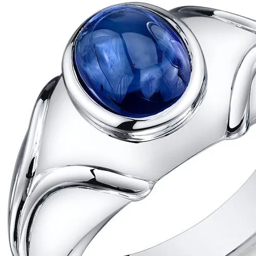 Mens 3.5 cts Sapphire Sterling Silver Ring Size 11