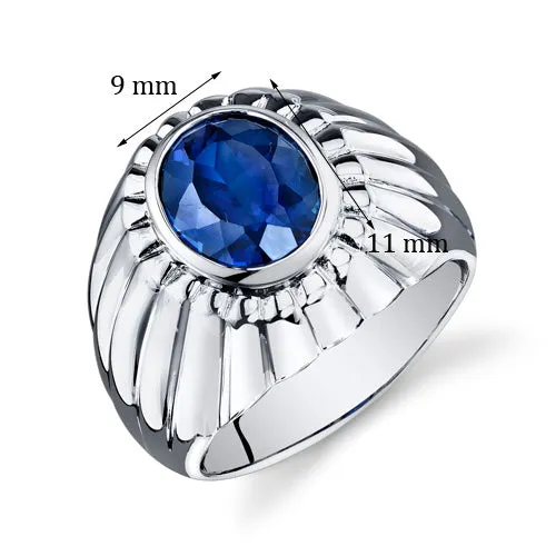 Mens 5.5 cts Sapphire Sterling Silver Ring Size 11