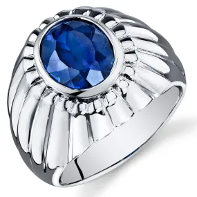 Mens 5.5 cts Sapphire Sterling Silver Ring Size 11