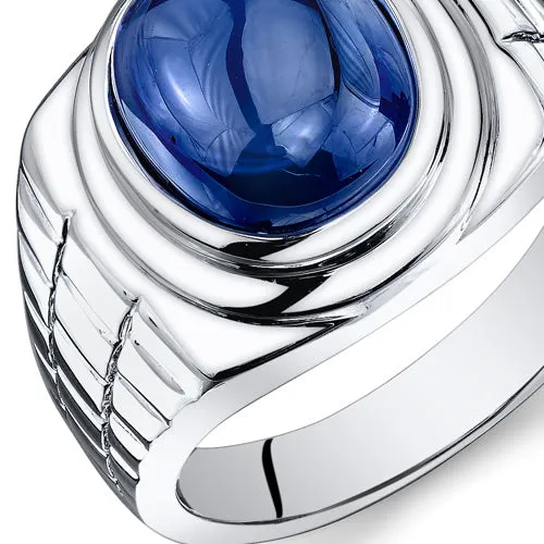 Mens 8 cts Sapphire Sterling Silver Ring Size 10