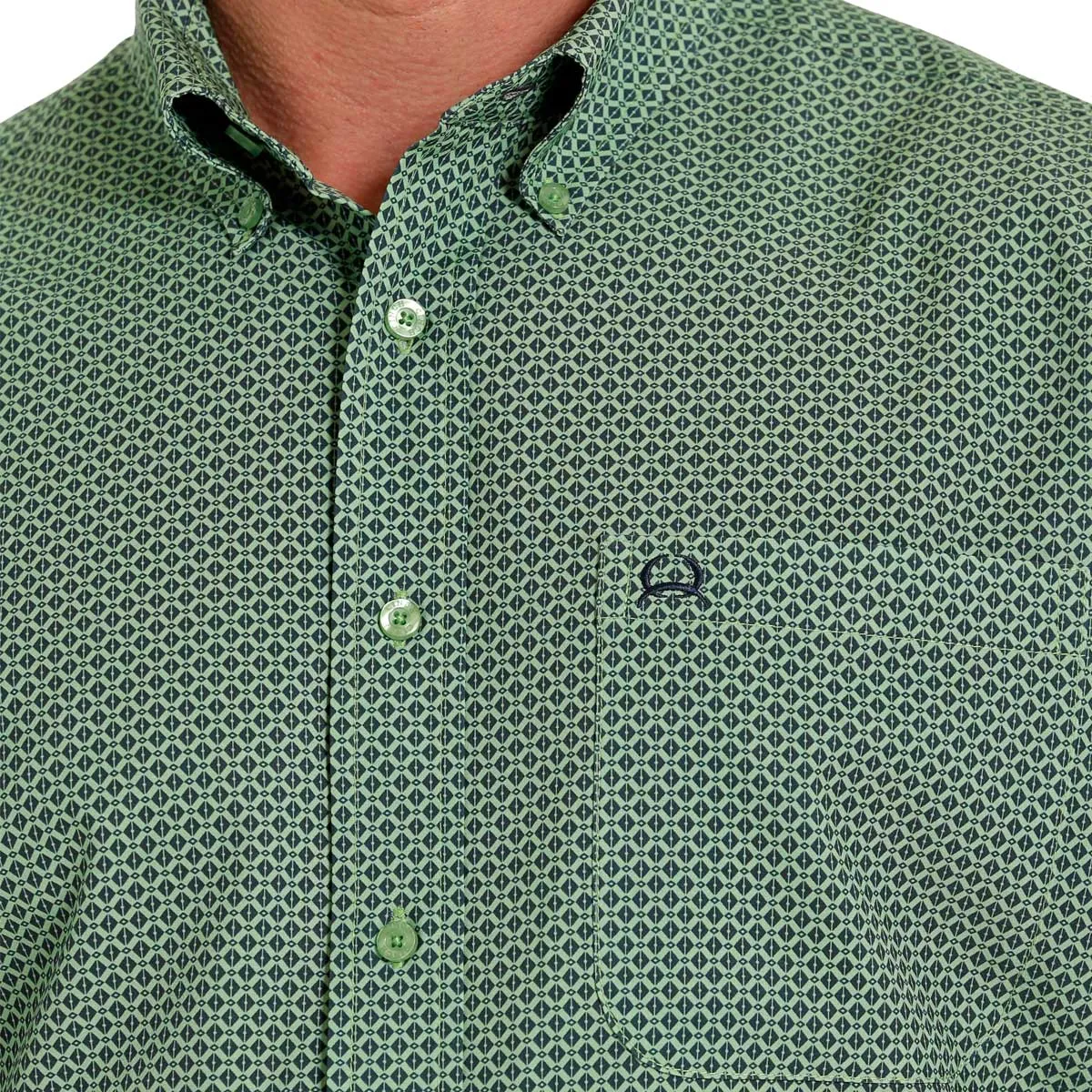 Men's Cinch Arena Flex Print Button Down Short Sleeve-Green