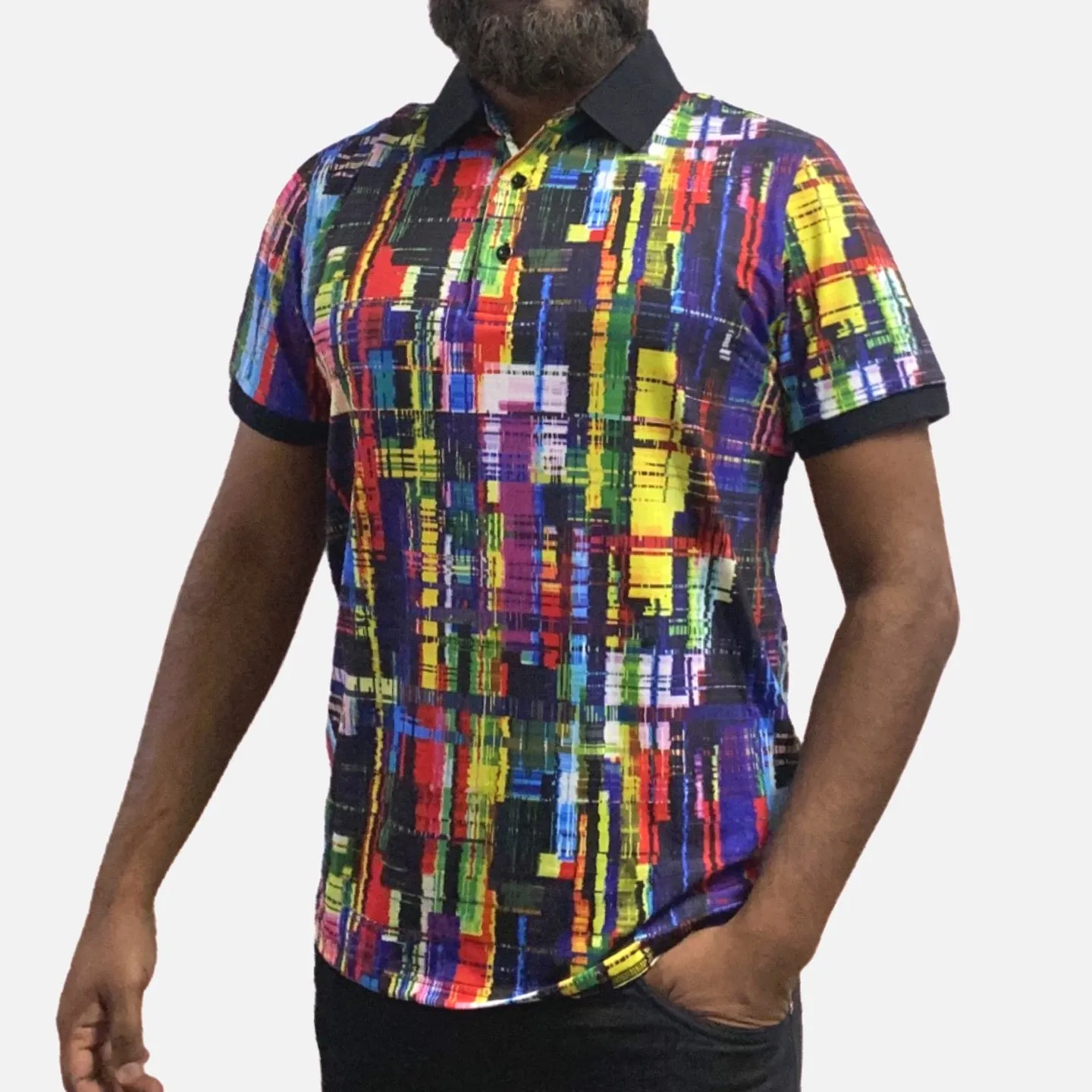 Men’s Polo Collar Multi Color Summer Stretch Shirt