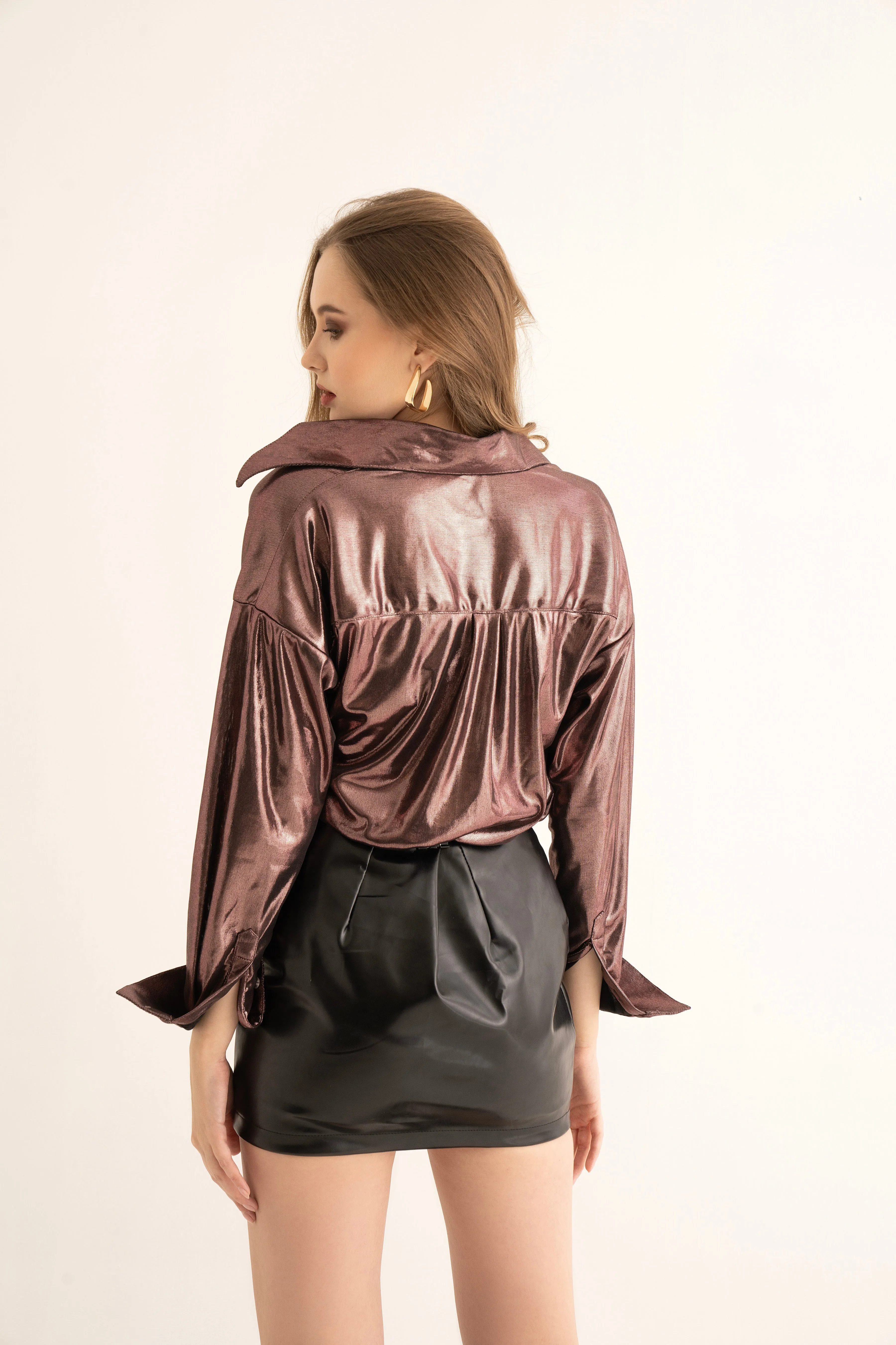 Metallic Copper Oversized Shirt