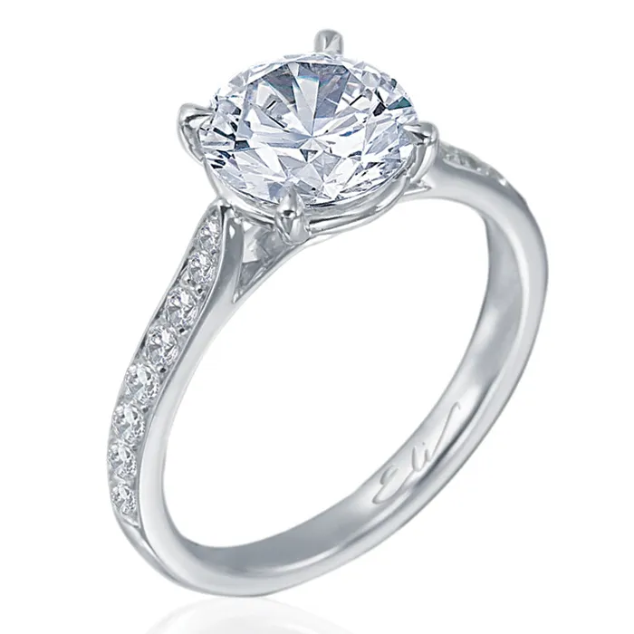 Mirabeau Round Diamond Pave Platinum Engagement Ring