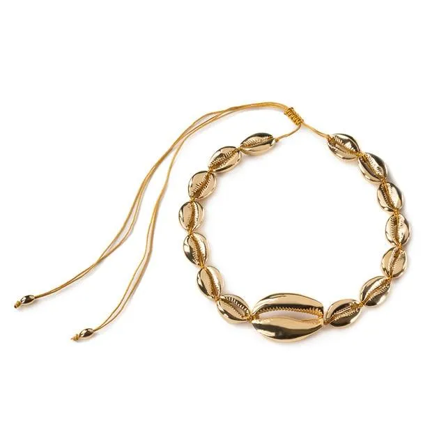 Multi-layer Gold Plated Puka Shell Rope Necklace