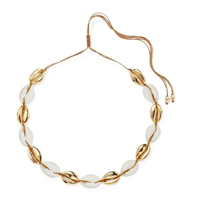 Multi-layer Gold Plated Puka Shell Rope Necklace