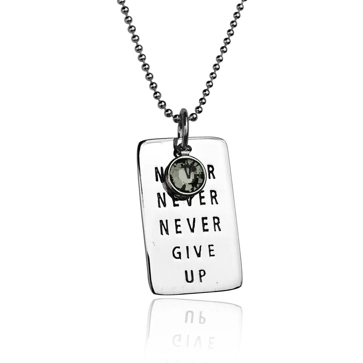 Never Give Up Sterling Silver Necklace with Swarovski Crystal