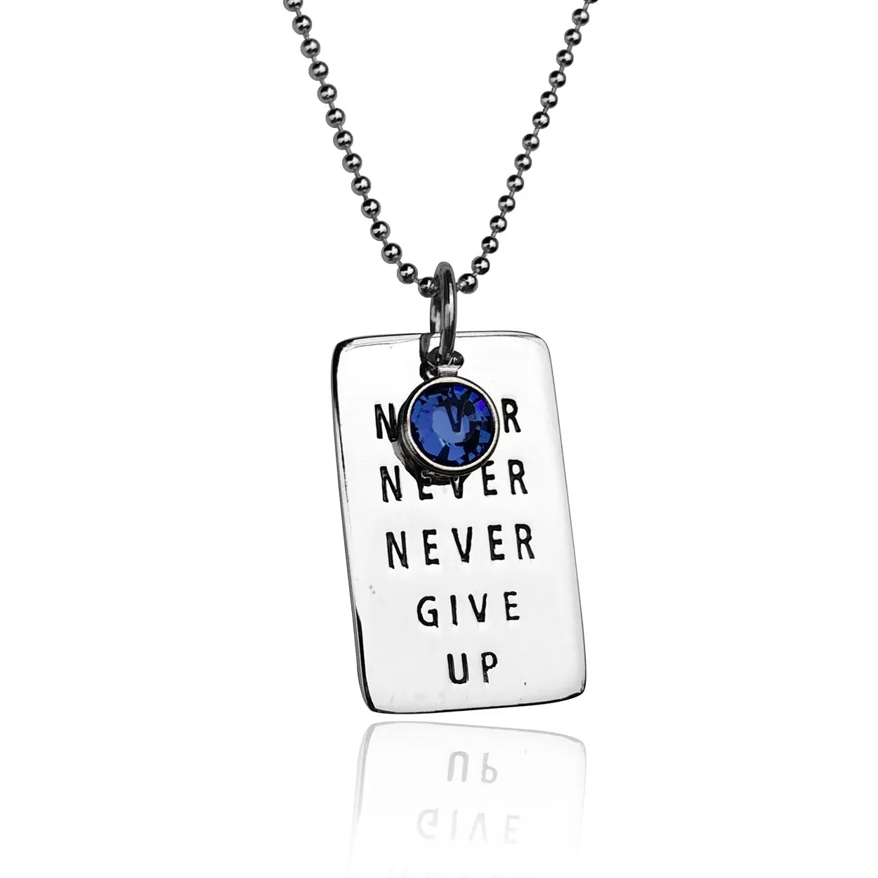 Never Give Up Sterling Silver Necklace with Swarovski Crystal